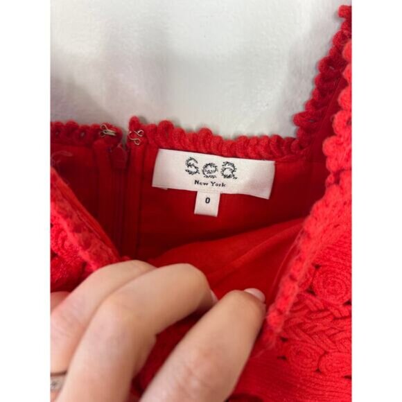 NEW Sea New York Camila Pleating Sleeveless Romper Women's Red Size: 0 - Picture 5 of 9